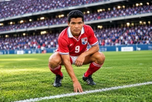 Rommel Fernández, leyenda del fútbol panameño, con la camiseta número 9 de la Selección de Panamá.
