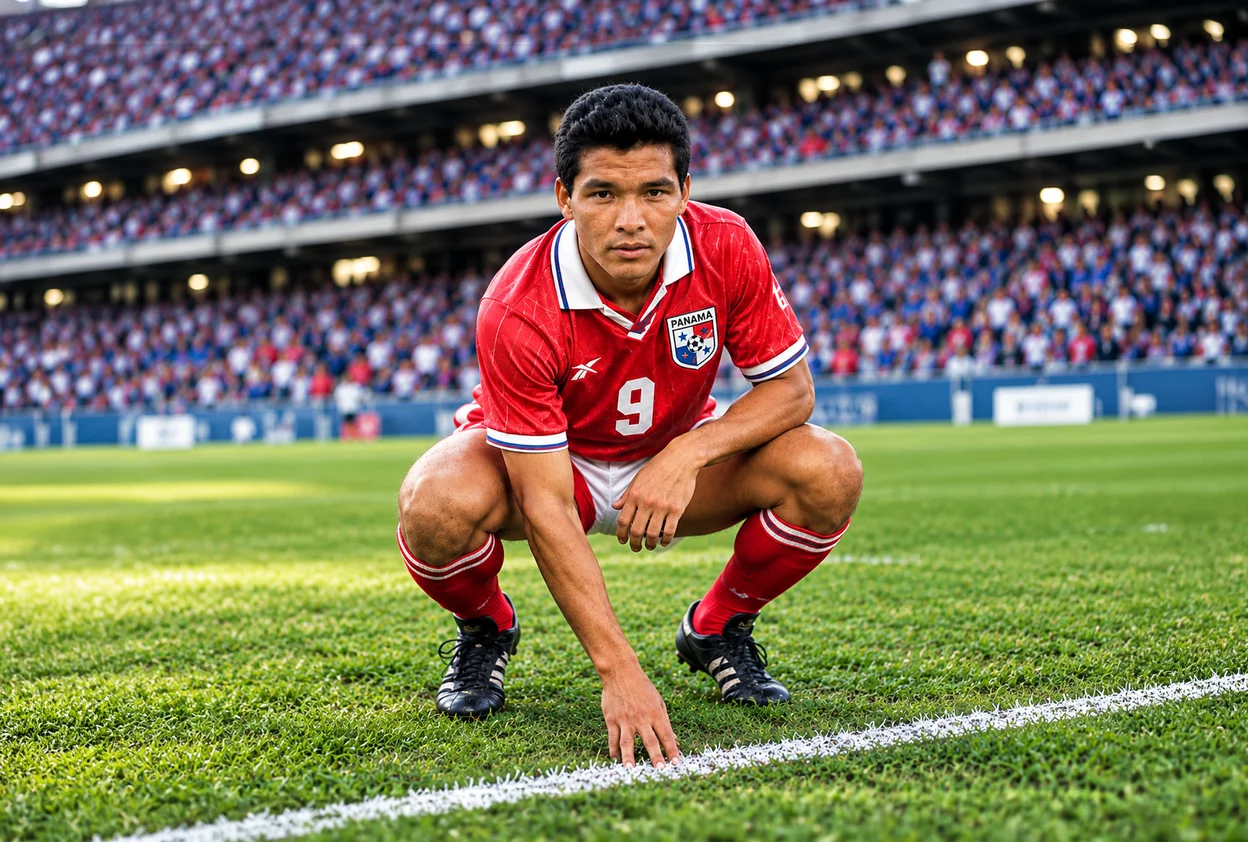 Rommel Fernández, leyenda del fútbol panameño, con la camiseta número 9 de la Selección de Panamá.